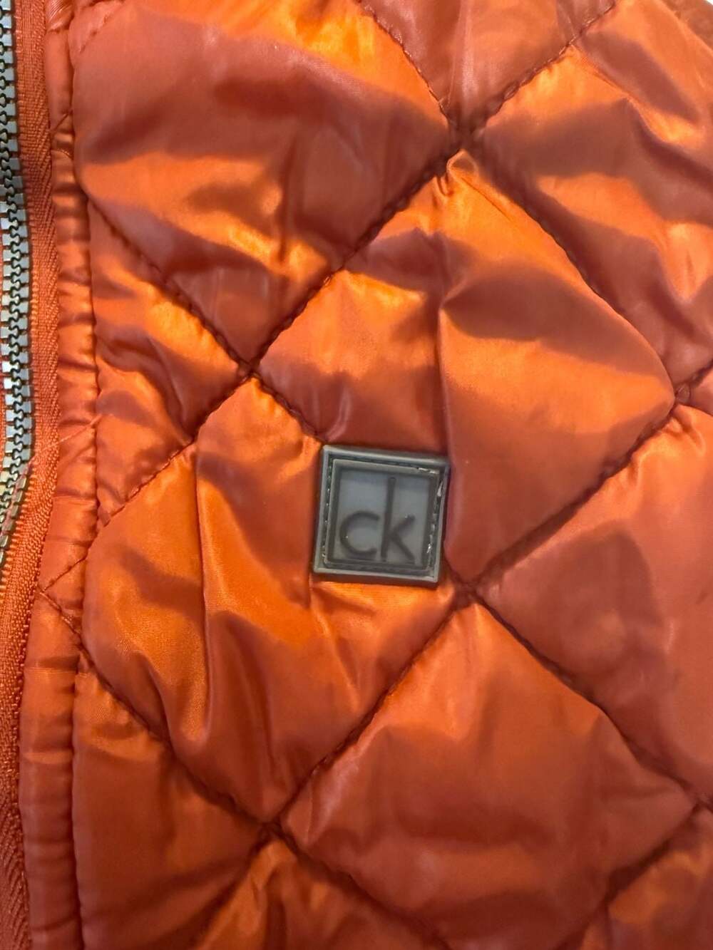 Calvin Klein Jeans Puffer Vest Size 3T Orange Quilted Winter Coat